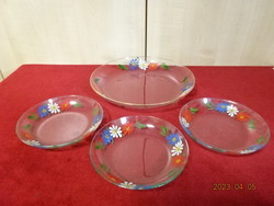 Glass compote set, hand painted, for three people. Jokai.