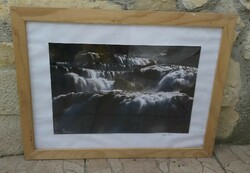 Signed photo in a wooden frame 33 cm x 43 cm