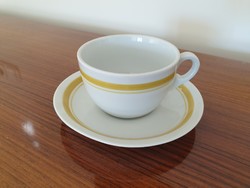 Retro Zsolnay porcelán csésze sárga csíkos régi bögre