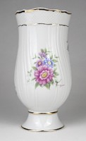 1M550 Hibátlan virág mintás Hollóházi talpas váza 18 cm