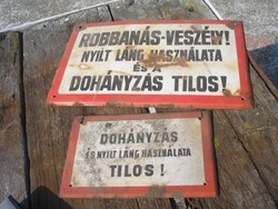 M5 antique 3-piece old warning enamel signs 2 pieces large 40 x 25 cm for sale together +1 piece 25 x 15 cm