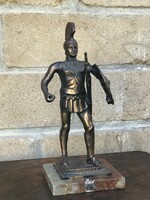Bronze Roman soldier, gladiator statue on a marble base 35 cm