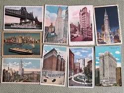 9 db New York (USA / Egyesült Államok) régi képeslap - Futott és postatiszta - 1920-as évek