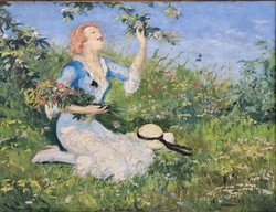 Illencz Lipót (1882-1950) : Lány a mezőn, 60x80 cm.