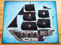 Black pearl, steampunk sailing ship