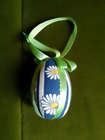Goose egg-sized, textile-coated, colorful male Easter egg decoration for sprinklers with silk ribbon