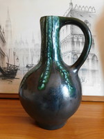 Mid century grafitmázas füles váza - 30 cm