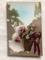 Antik, színezett virágos képeslap                                     -2.
