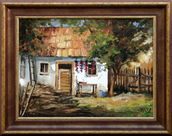 Rajczi Zoltán: Napos oldal - kerettel 40x50 cm - alkotás: 30x40 cm - 189/68