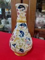 Ignác Fischer Budapest 1870-1895 hand painted ceramic vase. 18 Cm.