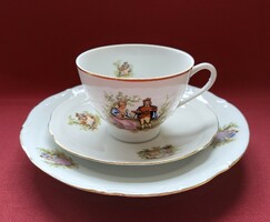 Chodziez Cmielow lengyel porcelán teás kávés reggeliző szett csésze csészealj kistányér tányér