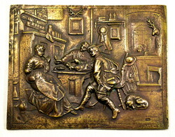 XIX. No. End: proud hunters! Marked bronze relief