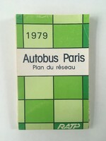 Párizs autóbuszvonal térképe 1979., retro, vintage térkép