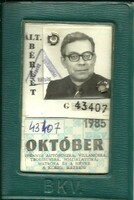 Bkv pass holder + pass, 1985,