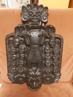 Ceylon/ Sri Lanka, démon maszk, poliuretán hab, máz, 40x60 cm, hibátlan