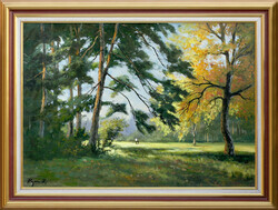 Zoltán Rajczi: In the old park - with frame 62x82 cm - artwork: 50x70 cm - 164/925