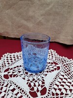 Retro kék pohár repesztett Gyönyörű  Fátyolüveg fátyol karcagi berekfürdői üveg