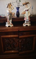 A wonderful, huge Italian pair of colorful majolica earthenware, a really special decorative collection