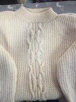 Twisted pattern, soft, warm hand-knitted women's wool sweater for size 44, m