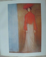Rippl-Rónai József-nyomat: Pirosblúzos nő (1897 körül)