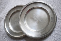 Old silver-plated alpaca tray coasters in a pair ah or something like that with engraving 18 cm x 2 pcs. (01)