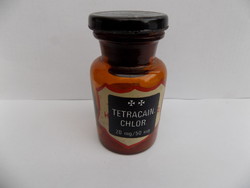 Patikaüveg 9 cm magas barna üveg ép cimkével TETRACAIN CHLOR 20 mg/ 50 mg felirattal