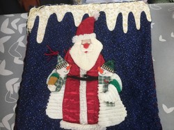 Decorative cushion cover, made of posto material, with Christmas, Santa applique decoration