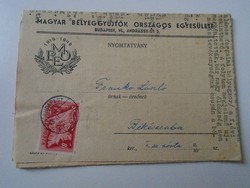 D194162  Postázott MBOE körlevél-Frankó László postaigazgató Békéscsaba 1949 -Magyar Bélyeggyűjtők