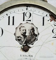 Antique enigma pocket watch, military, with the image of Joseph Francis and Emperor William on the dial, monarchy