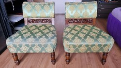 Low, carved back, art deco chairs - 2 pieces