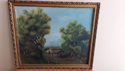 (K) beautiful landscape painting with frame 69x57 cm