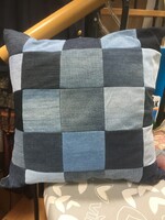 Medium decorative pillow, made of denim material. Recycled product from old jeans 2.