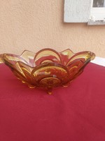 A beautiful amber-colored Art Nouveau thick glass serving tray, 30x16 cm..