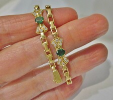 Gyönyörű régi 1,6ct smaragd és 0,52ct gyémánt 18kt arany karkötő akció!
