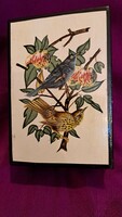 Antique lacquer box with birds, lacquered wood gift box 1. (L3575)