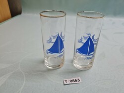 T0863 Balatoni emlék üveg pohár 2 db 11,5 cm