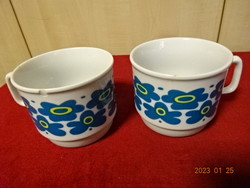 Zsolnay porcelain cup, with blue and yellow pattern, two pieces. He has! Jokai.