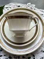 Csodás gyűjtői, aranyozott Hutschenreuther Hohenberg Bavaria reggeliző teás csésze szett, trió