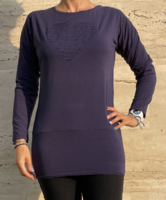 Purple cotton top with heart pattern