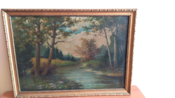 (K) antique landscape painting with frame 40x54 cm
