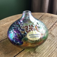 Old Jugendstil handarbeit loetz iridescent glass oil lamp