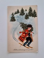 Régi karácsonyi képeslap rajzos levelezőlap