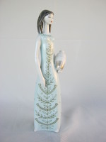 Retro ... Hollóházi porcelán figura nő lány korsóval nagy méretű 28 cm