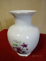 Höllóháza porcelain, vase with violet pattern, gold border. Jokai.
