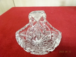 Crystal glass basket, center of the table, length 9.2 cm, height 8 cm. Jokai.