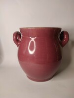 Antique Zsolnay silke pot on a rare pink greasy barrel