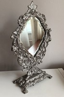 Metszett pipere tükör öntött fém angyalos keretben