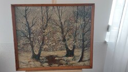 (K) worn Margit Móricz (?) Landscape painting with frame 67x57 cm