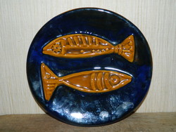 Marked Budapest porcelain factory fish wall decoration