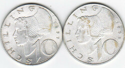 Austria 10 silver schlings 1957-1958